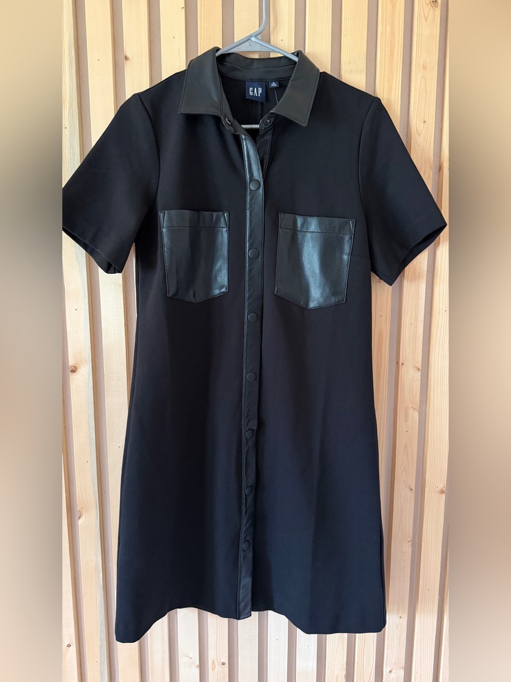 GAP Vegan Leather Mini Shirtdress - Picture 2 of 6
